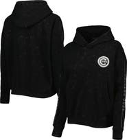 THE WILD COLLECTIVE Women's The Wild Collective Black Chicago Cubs Marble Pullover Hoodie