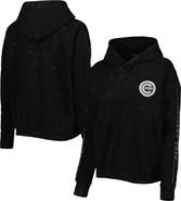 THE WILD COLLECTIVE Women's The Wild Collective Black Chicago Cubs Marble Pullover Hoodie