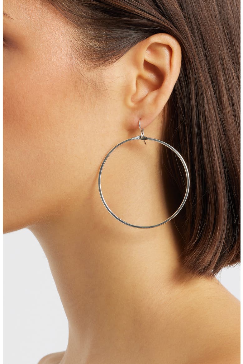 Signature Large Hoop Earrings, Alternate, color, STERLING SILVER