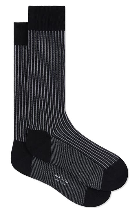 Lenny Vertical Stripe Cotton Blend Dress Socks