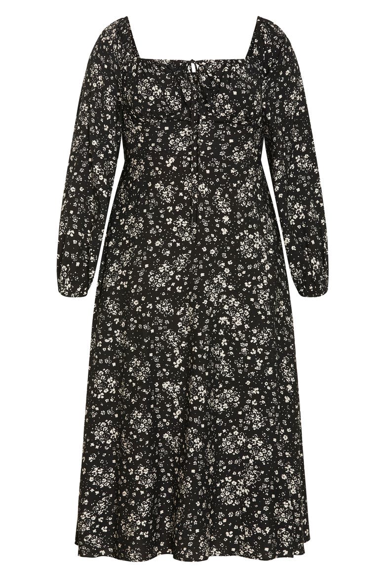 Abbigail Long Sleeve Floral Print Dress, Alternate, color, BLACK DITSY