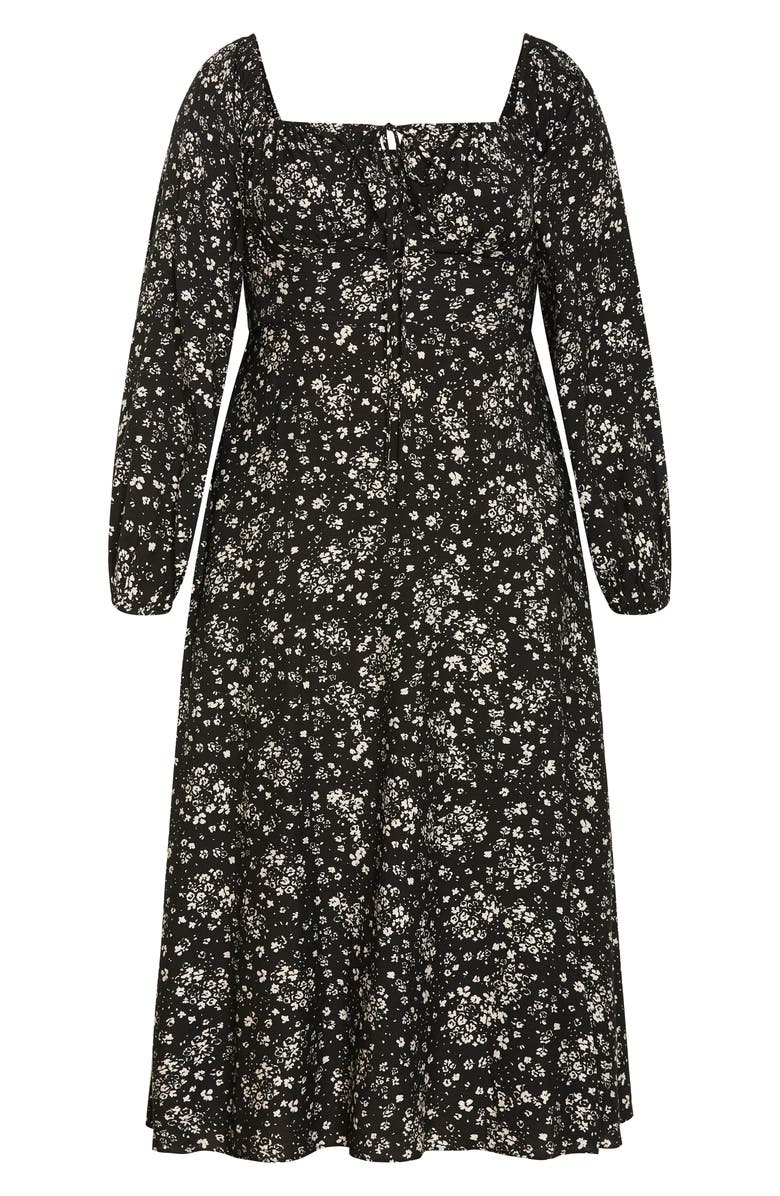 City Chic Abbigail Long Sleeve Floral Print Dress, Alternate, color, Black Ditsy