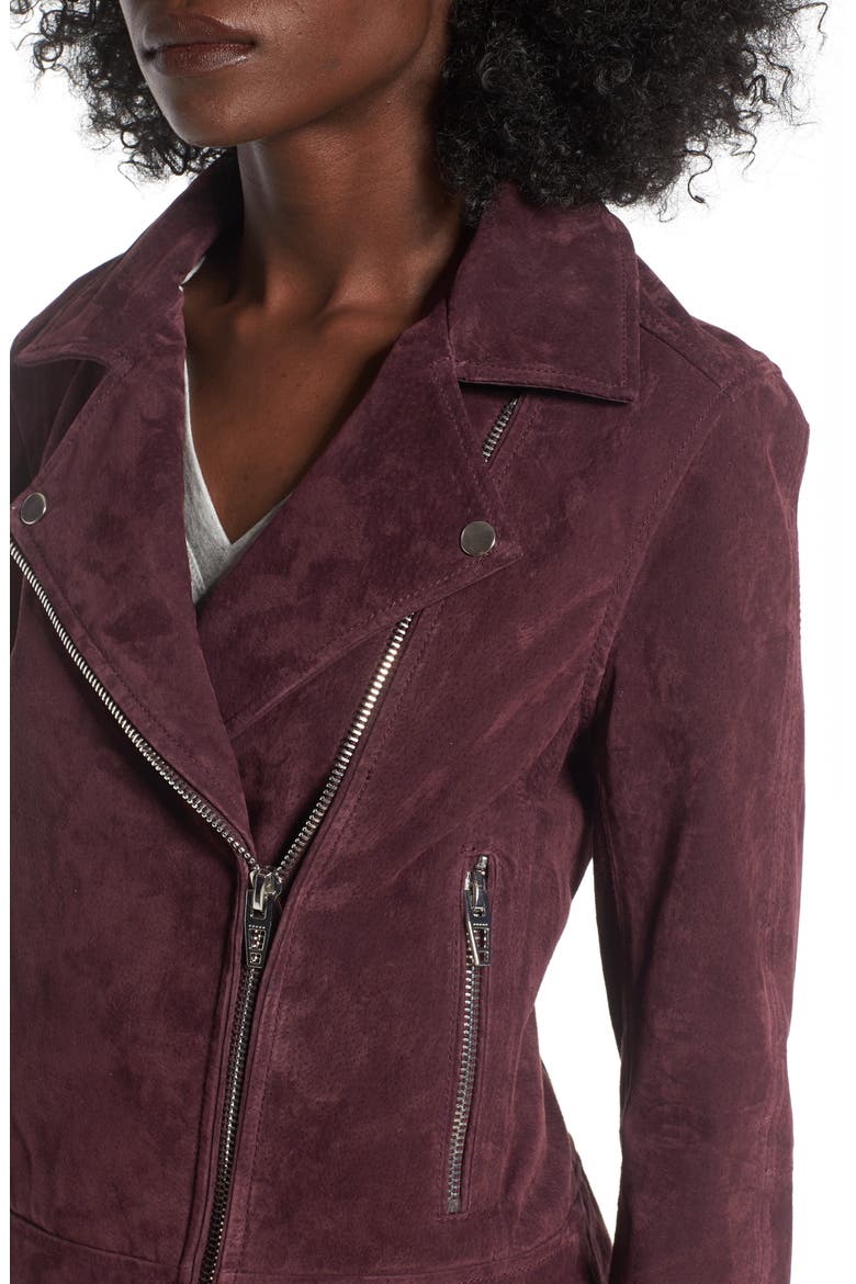 Suede Moto Jacket, Alternate, color, BURGUNDY