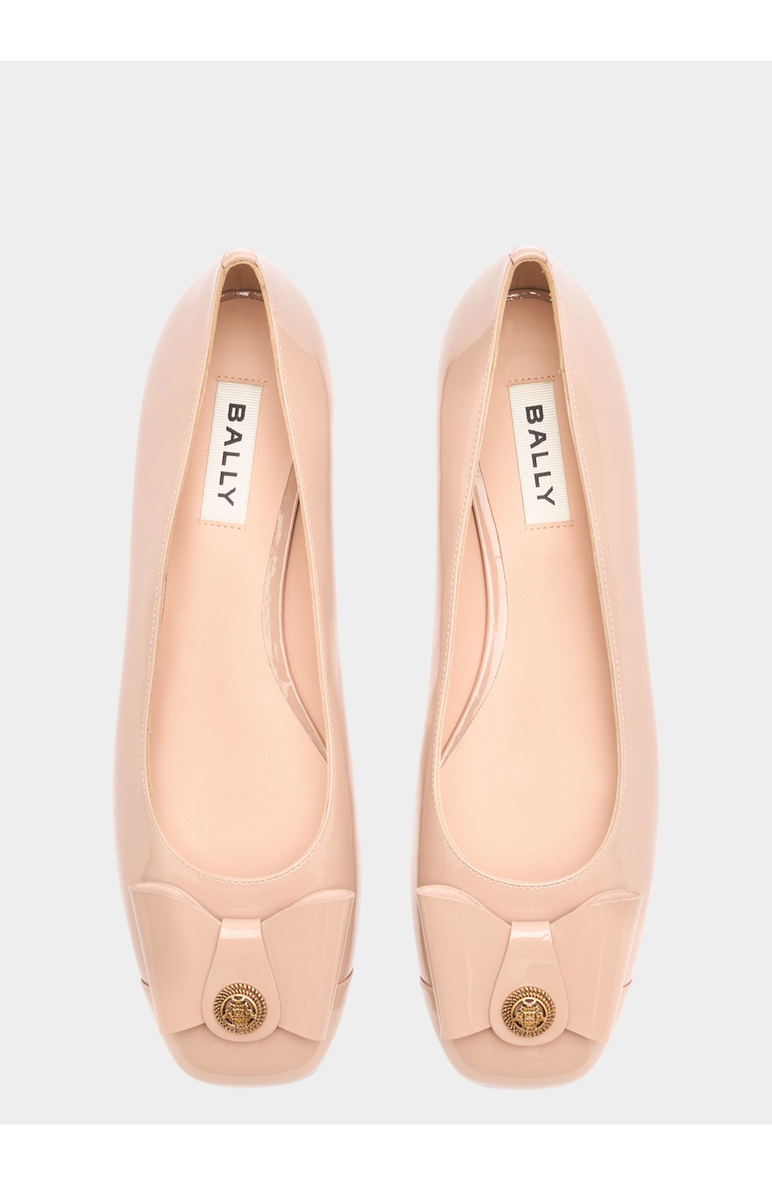 Bally B-Bow Flat in Calf Leather, Alternate, color, Natural