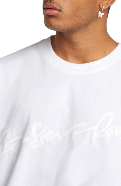 G-star Flocked G-script Loose Fit Organic Cotton T-shirt In White