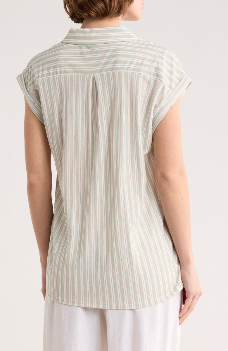 Bobeau Short Sleeve Knit Top, Alternate, color, Green Stripe