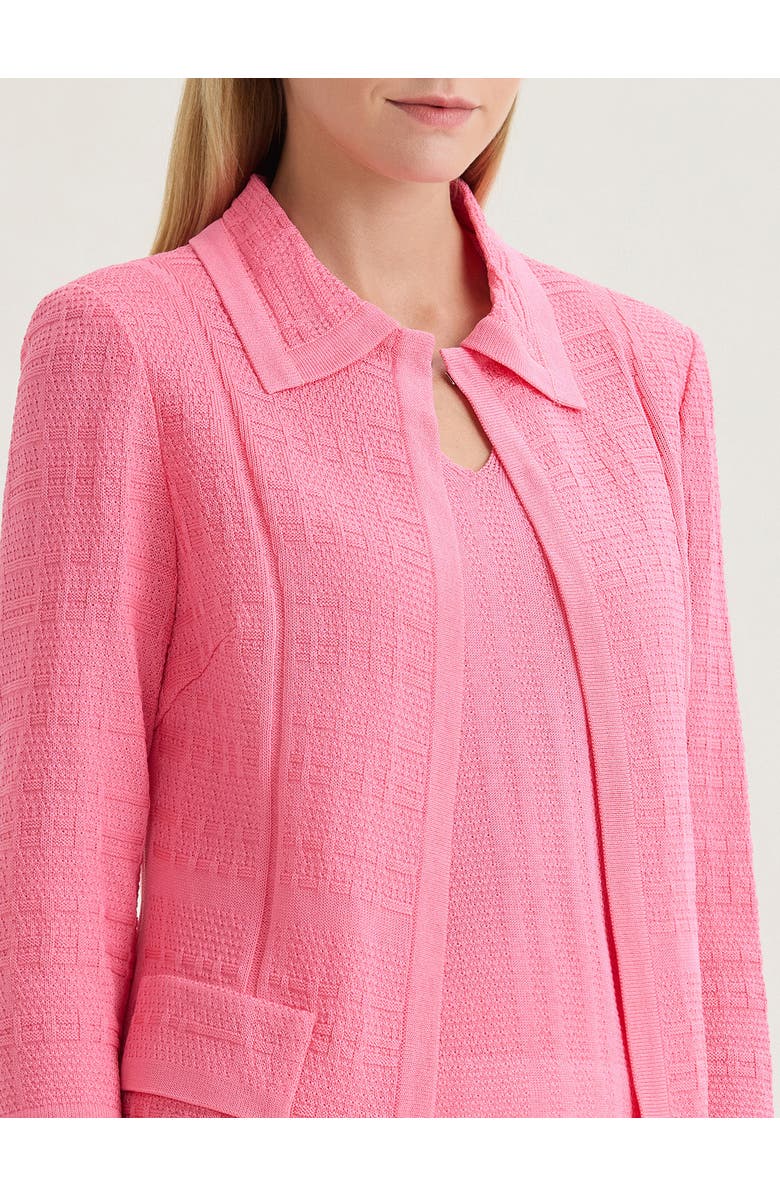 Misook Tailored Tonal Pointelle Knit Jacket, Alternate, color, Pink