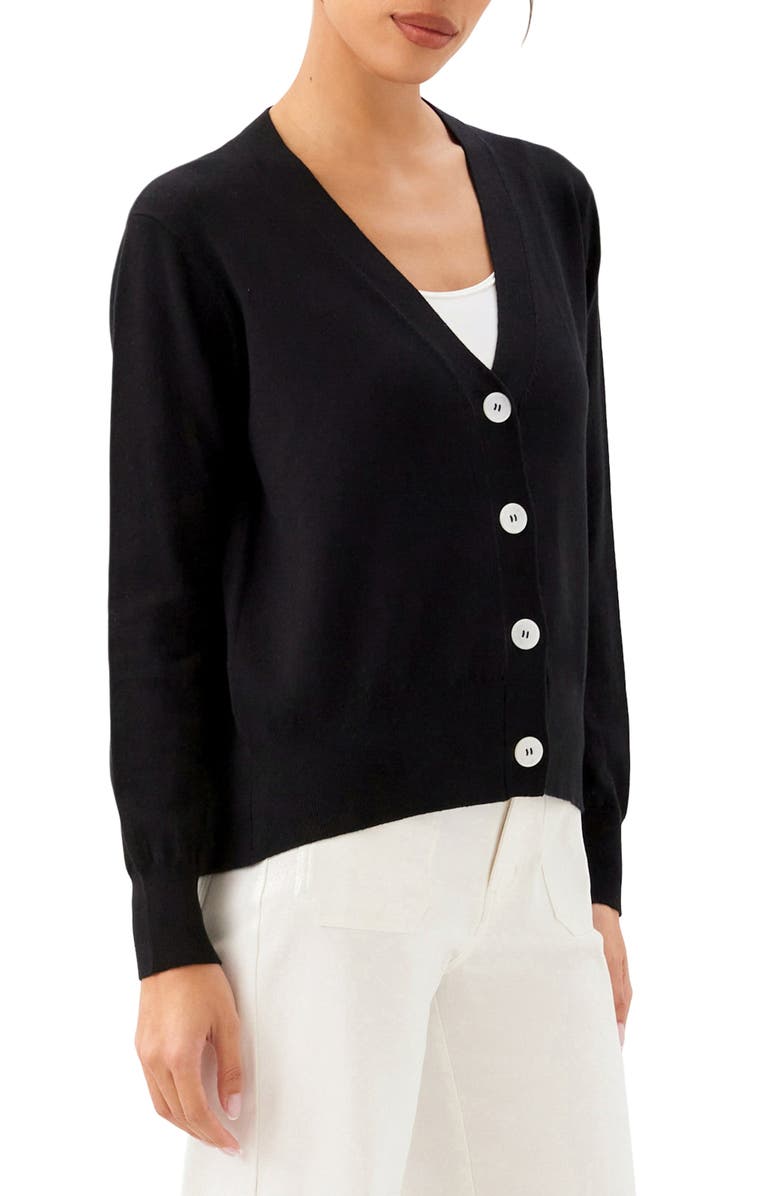 Karen Kane V-Neck Cardigan, Alternate, color, Black
