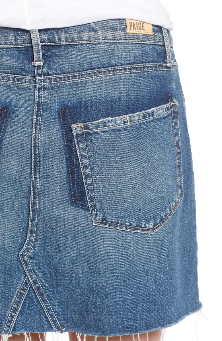 PAIGE Alethea Cutoff Denim Miniskirt, Alternate, color, 