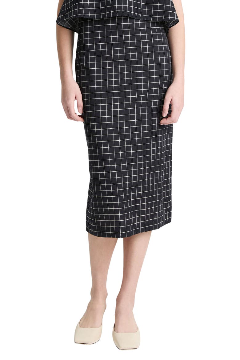 Trellis Plaid Pencil Skirt, Main, color, BLACK/ CREAM