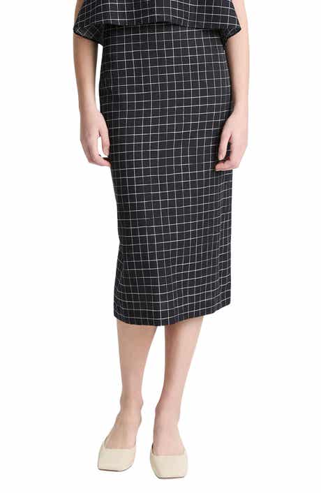 Vince Trellis Plaid Pencil Skirt