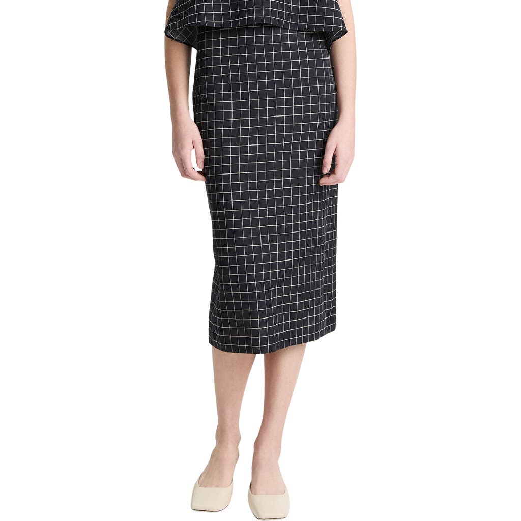 Vince Trellis Plaid Pencil Skirt In Black