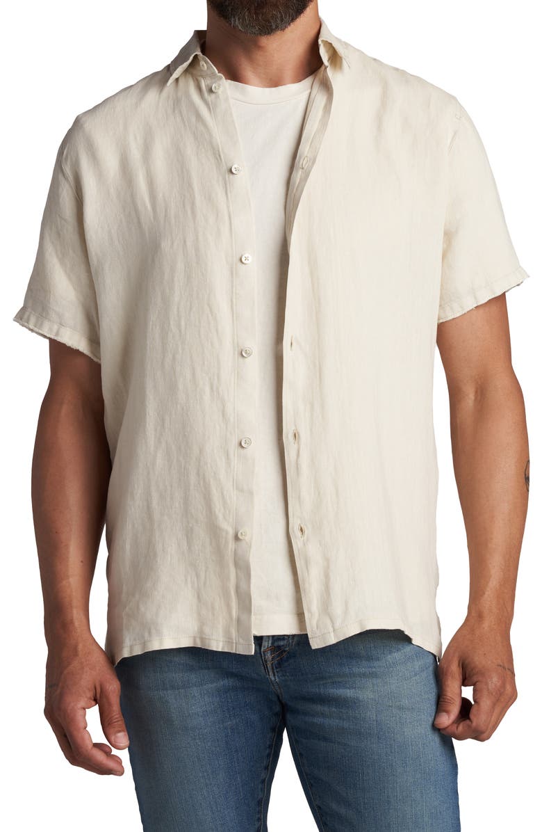 Rowan Lyons Linen Button-Up Shirt, Main, color, Bone