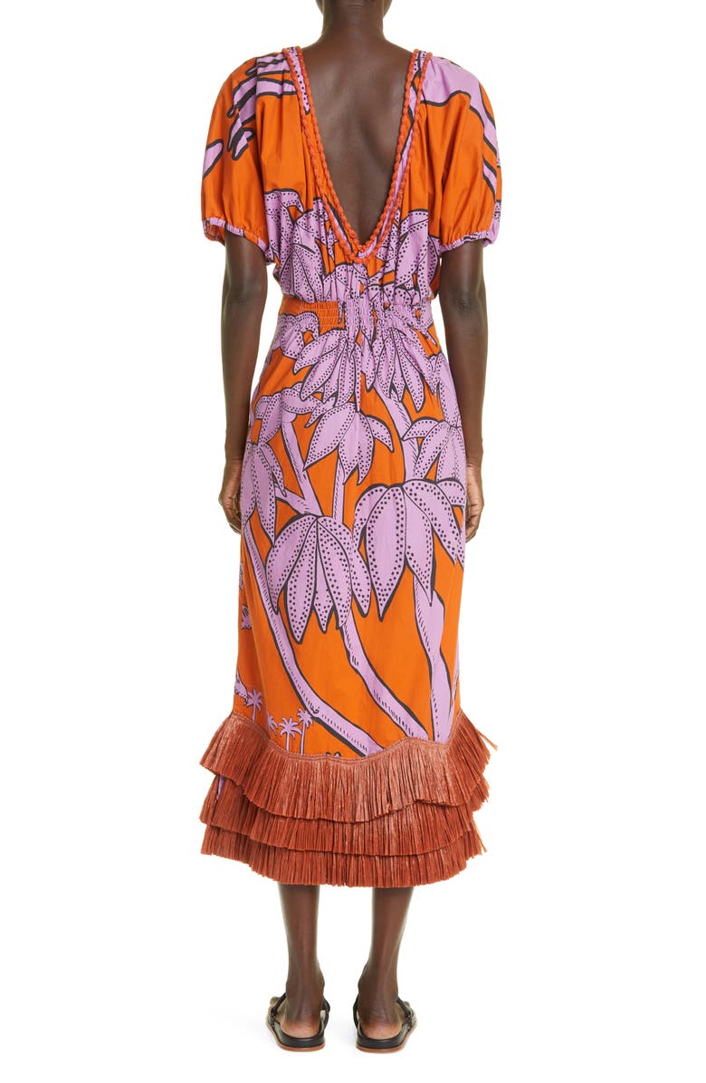 Johanna Ortiz Aventuras Coloridas Raffia Fringe Midi Dress, Alternate, color,