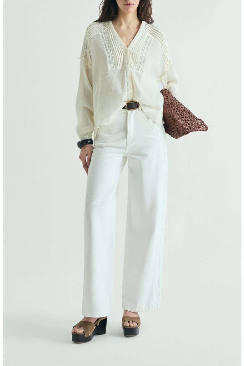 Contrast Stitching Jeans, Alternate, color, Ecru
