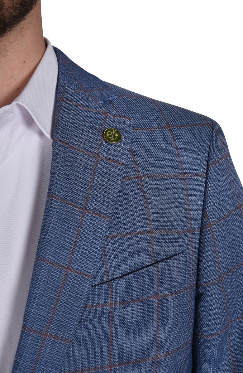 CRICKETEER Windowpane Stretch Wool Blend Sport Coat, Alternate, color, Blue