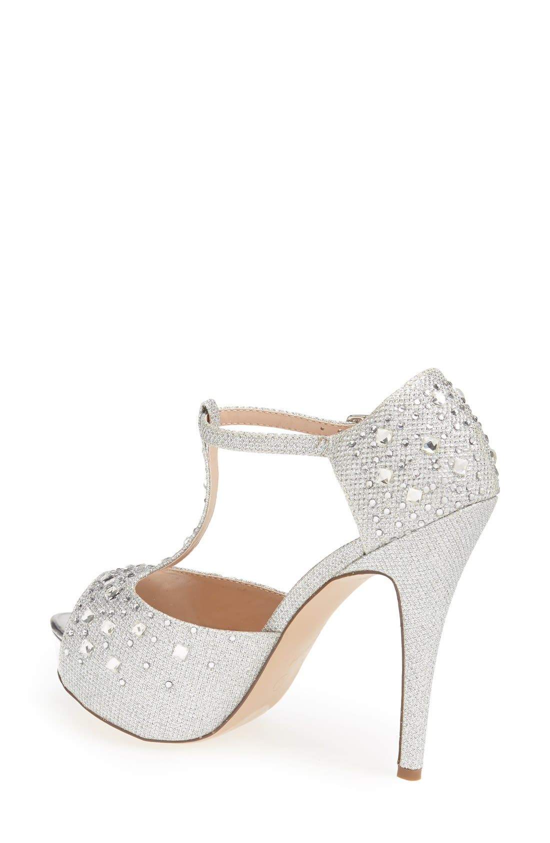 'Vivian' Crystal Platform Pump, Alternate, color, SILVER