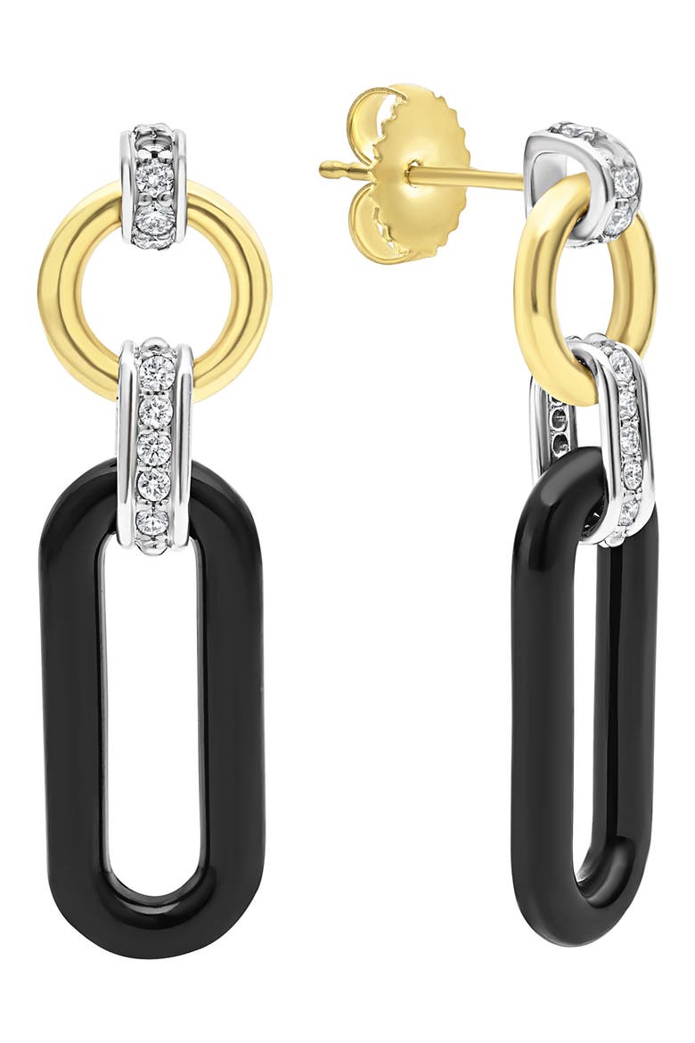 Signature Caviar Links Drop Earrings, Main, color, BLACK
