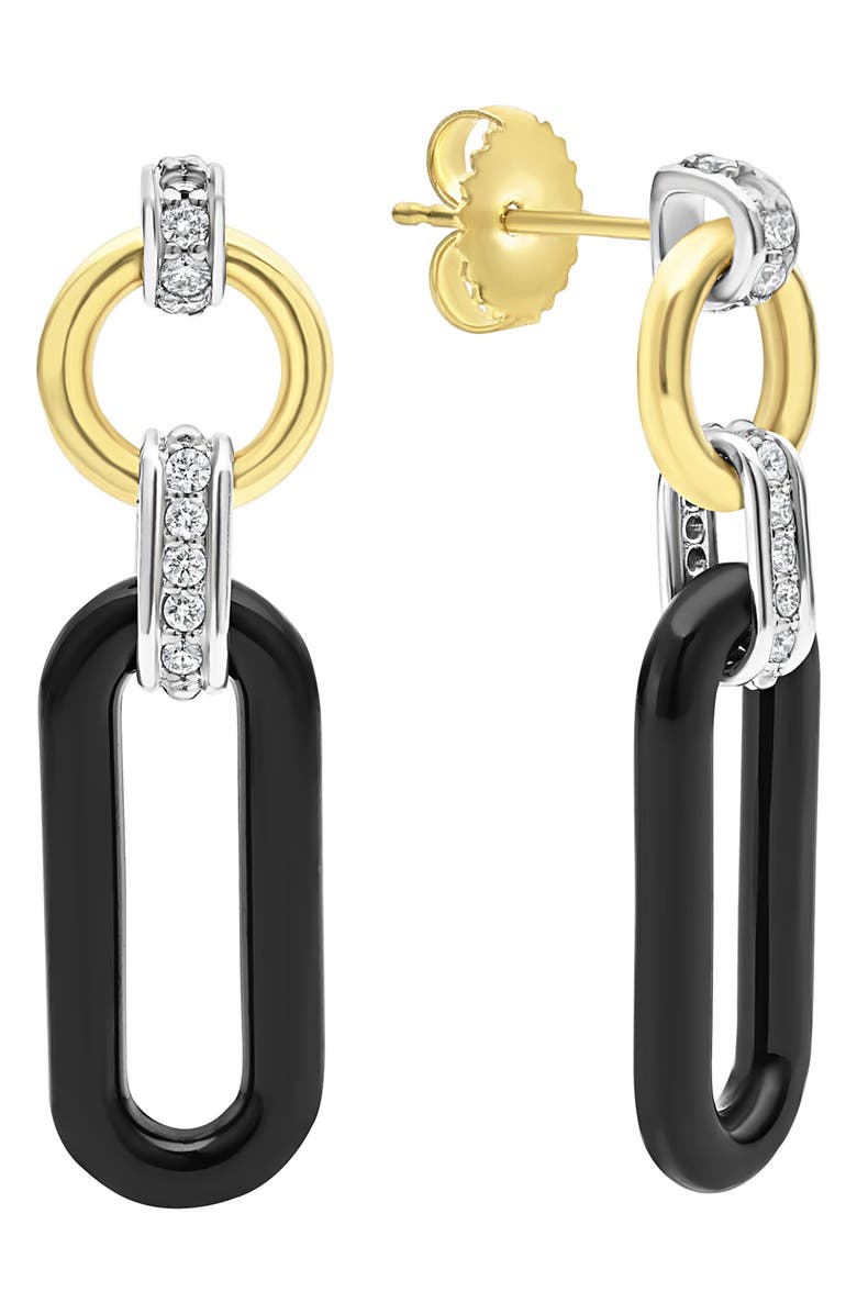 LAGOS Signature Caviar Links Drop Earrings, Main, color, Black