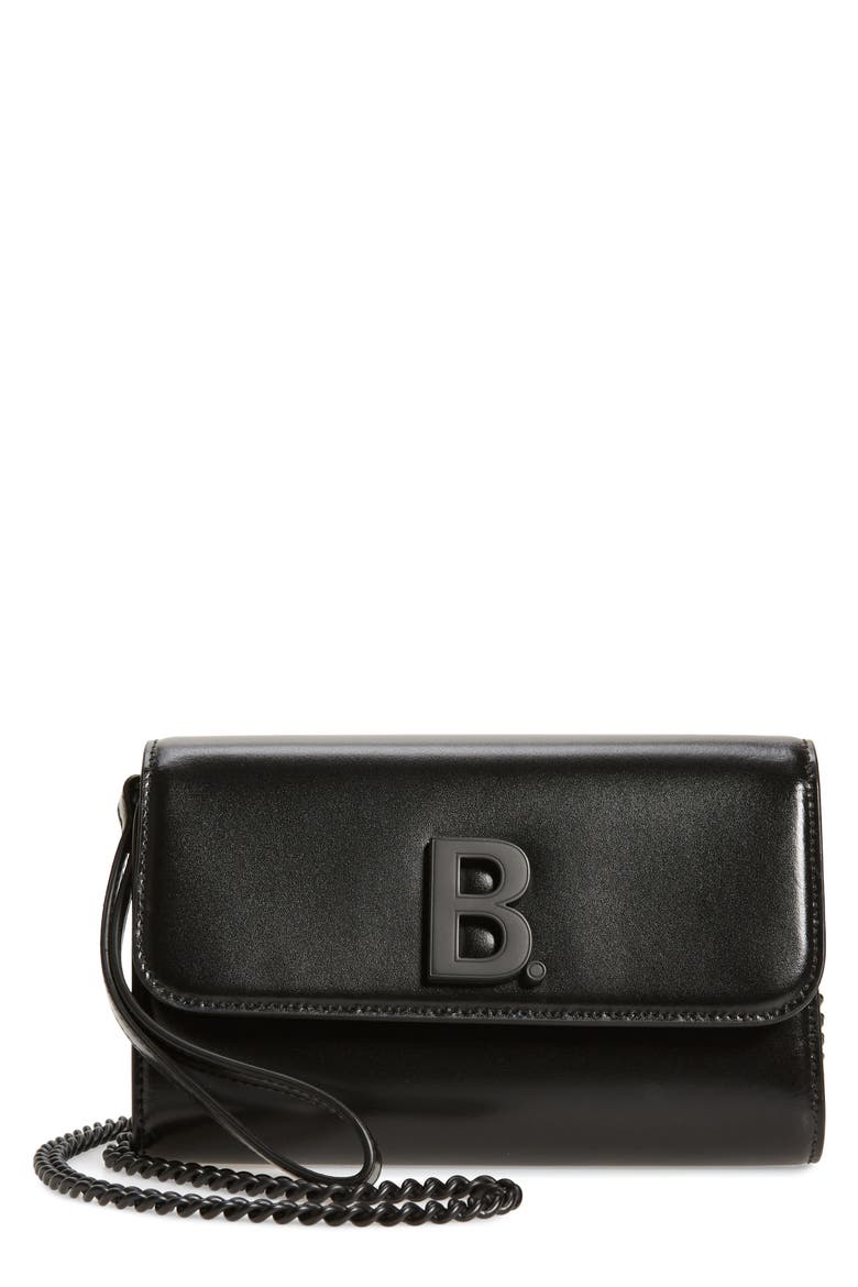 Leather Wallet on a Chain, Main, color, BLACK
