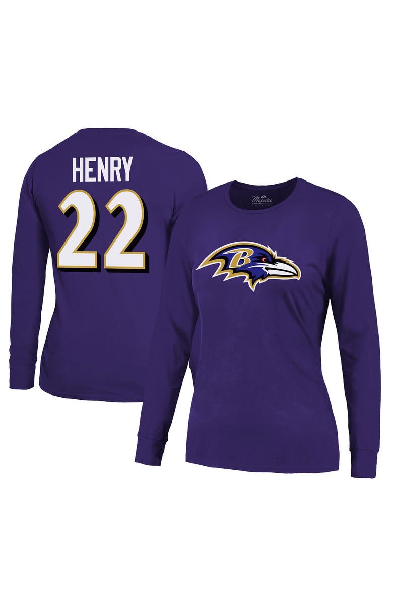 Majestic Threads Women's Majestic Threads Derrick Henry Purple Baltimore Ravens Name & Number Long Sleeve T-Shirt, Main, color, Purple