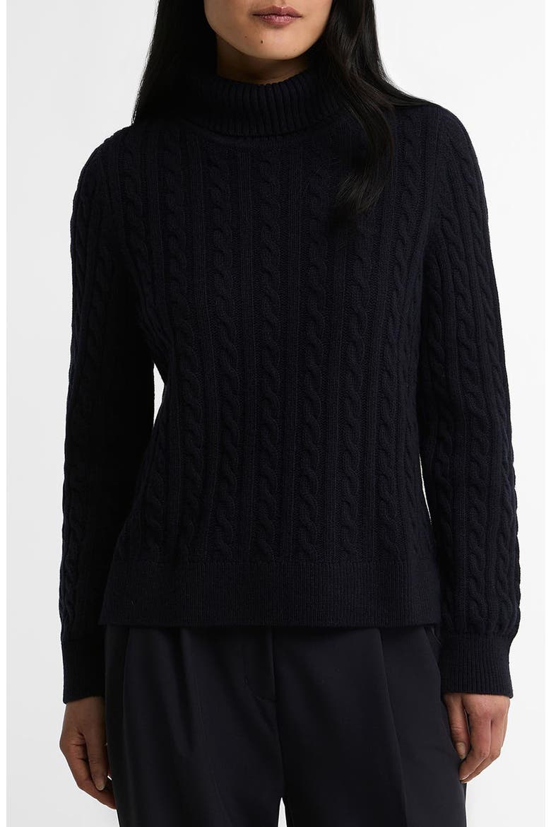 Ambleside Cable Knit Turtleneck Sweater, Main, color, NAVY