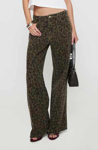 Princess Polly Briony Leopard Print Wide Leg Jeans
