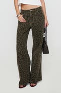 Princess Polly Briony Leopard Print Wide Leg Jeans