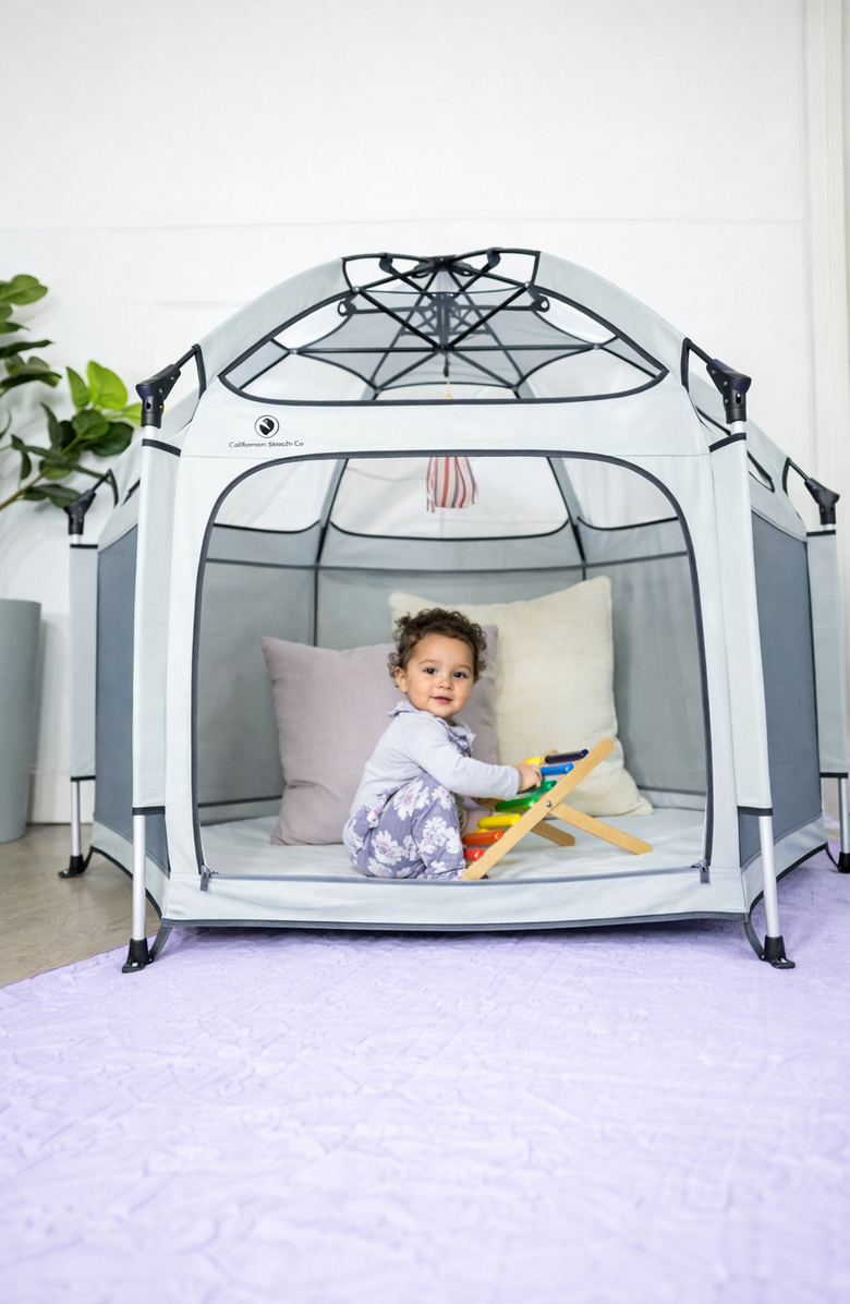 The California Beach Company Pop N Go LUXE Playpen Comfort Bundle, Alternate, color, Cosmic Gray