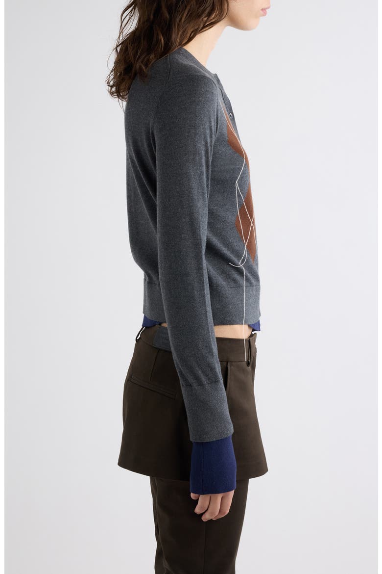 Kohona Argyle Silk & Wool Cardigan, Alternate, color, DARK GREY/ MULTI