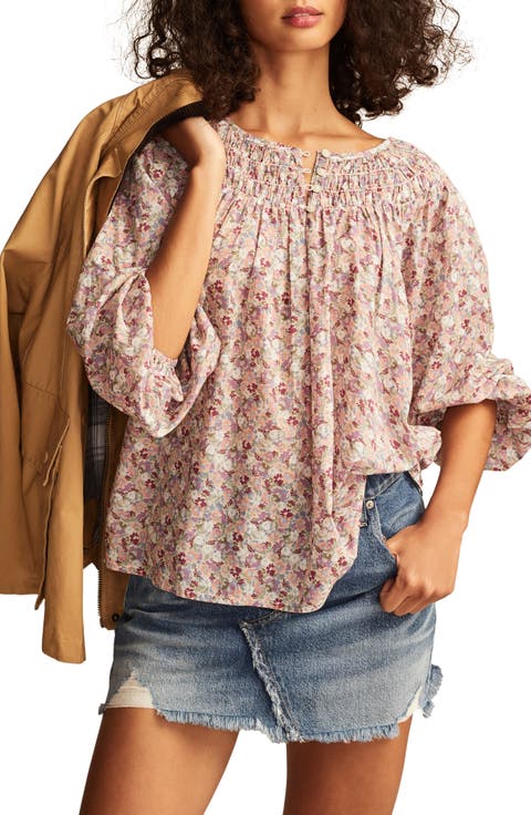 Floral Smocked Yoke Cotton Top