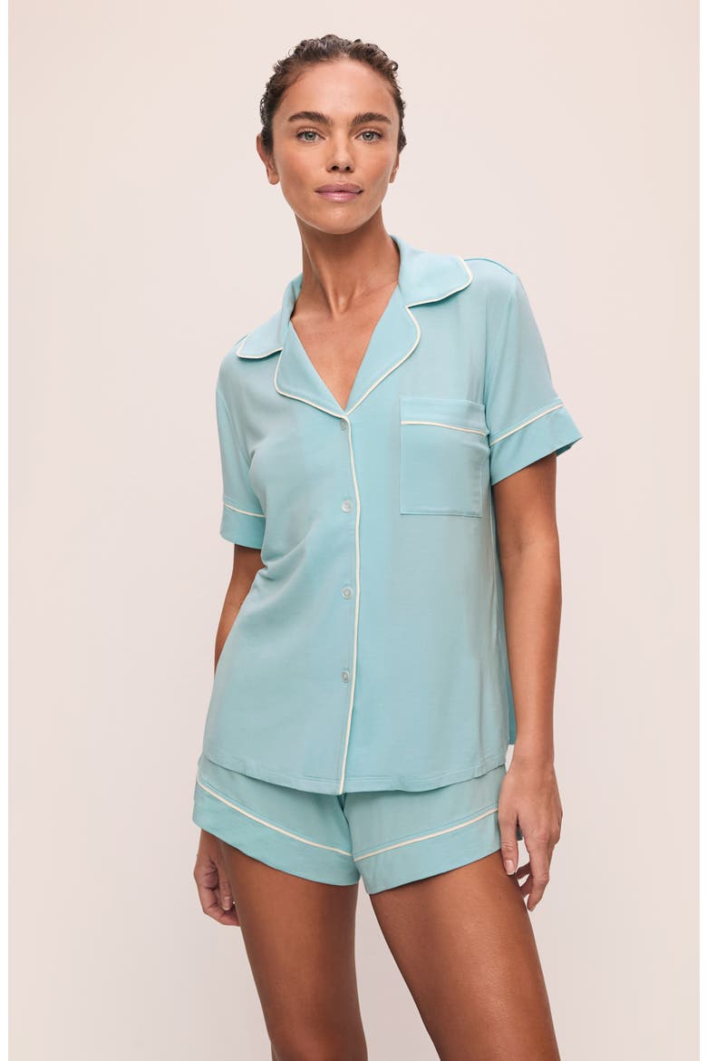 Gisele Relaxed Short Pajamas, Alternate, color, CANAL BLUE/ IVORY