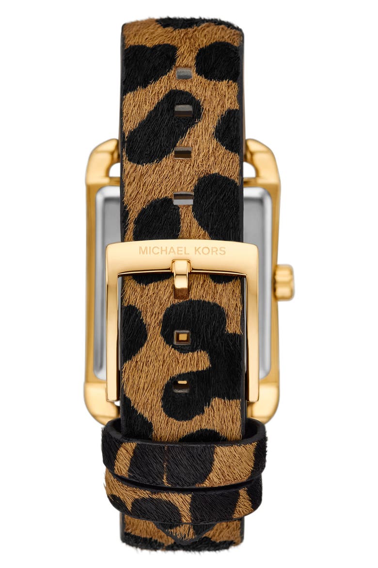 Monroe Animal Print Genuine Calf Hair Watch, 27mm, Alternate, color, GOLD