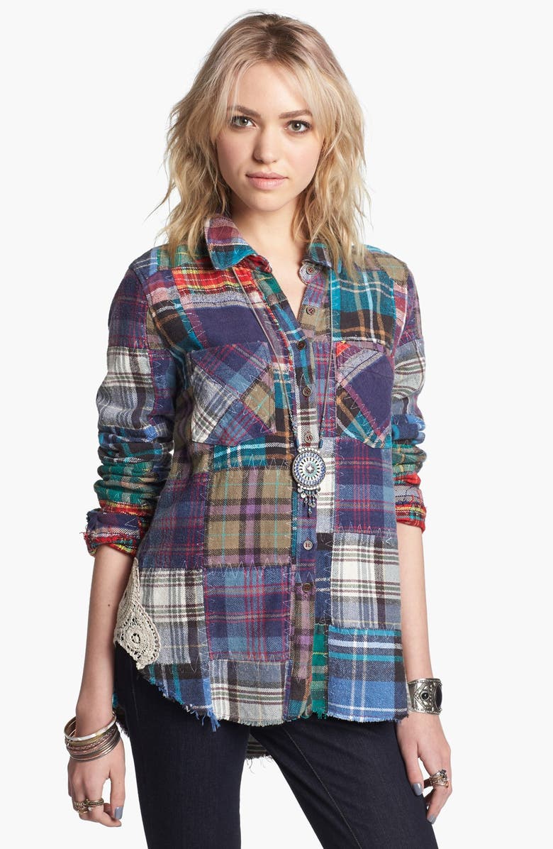Free People 'Lost in Plaid' Patchwork Shirt, Main, color, 