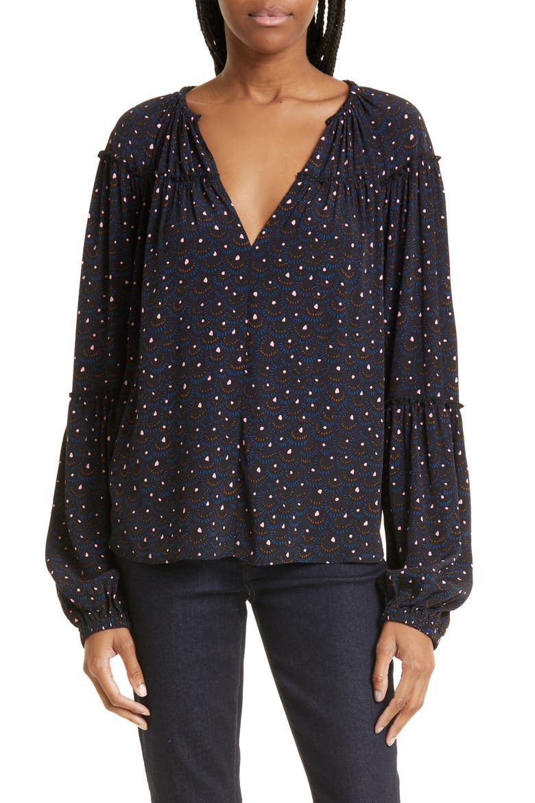 Jenna Abstract Print Top, Main, color, BLACK/ BLUE MULTI