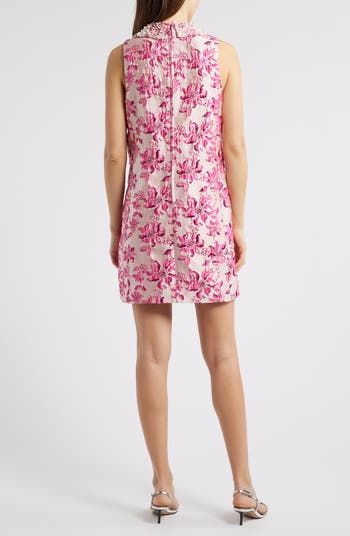 Kelliana Floral Metallic Sleeveless Shift Dress
