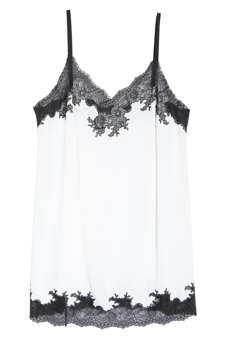 Enchant Lace Trim Chemise, Alternate, color, IVORY/ BLACK