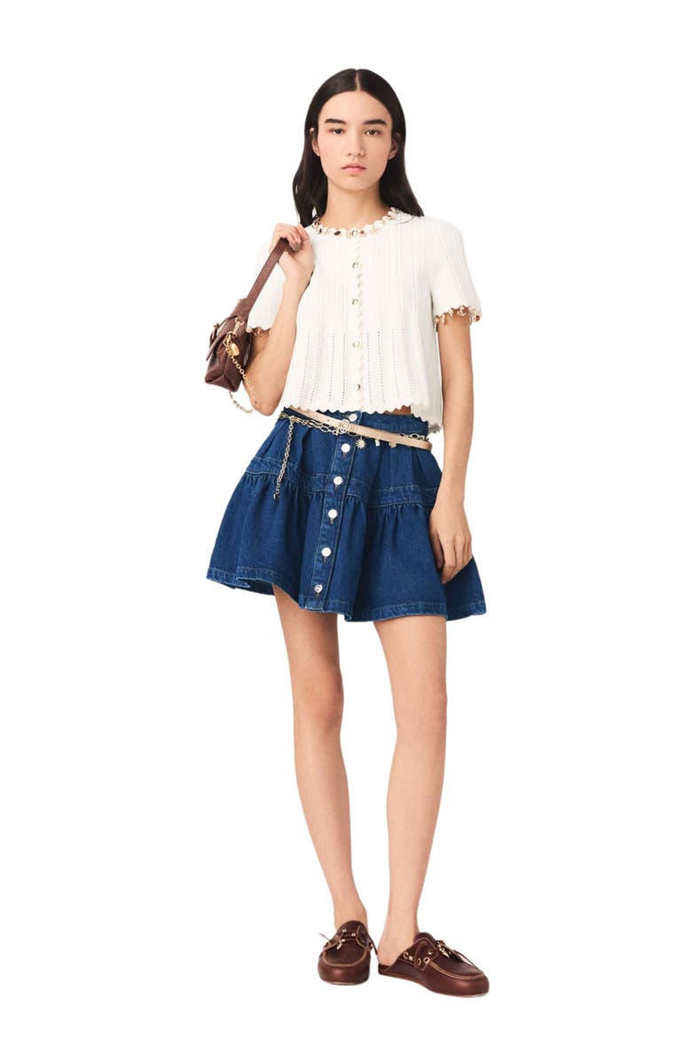 maje Gold jewellery cardigan, Main, color, White