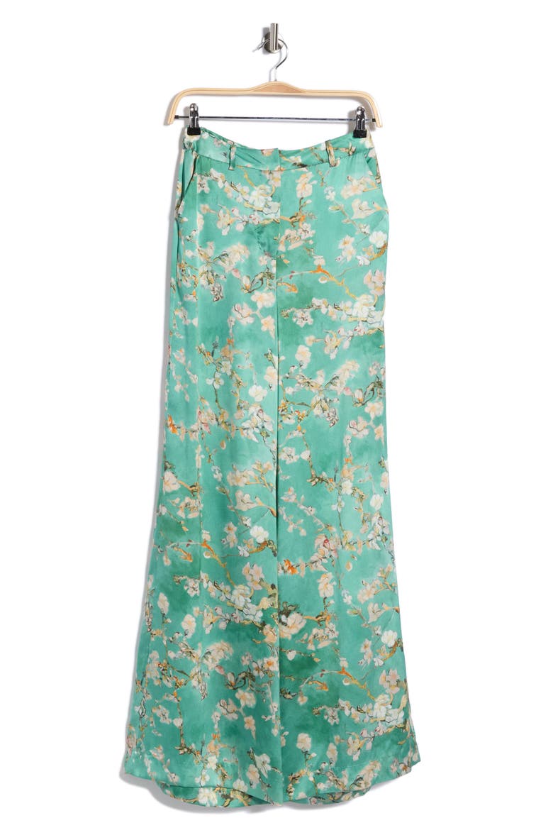 Pilar Wide Leg Silk Pants, Main, color, TEAL WATERCOLOR CHERRY BLOSSOM