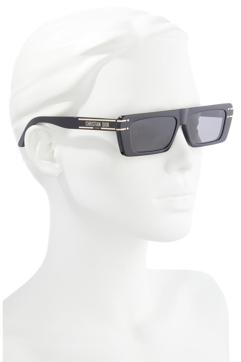 Signature 54mm Rectangular Sunglasses, Alternate, color, SHINY BLACK / SMOKE