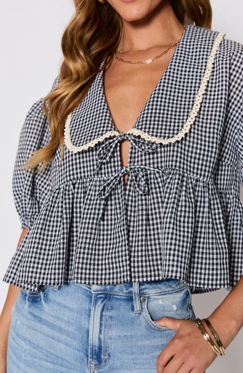 Vici Collection Hart Gingham Babydoll Crop Top In Blue