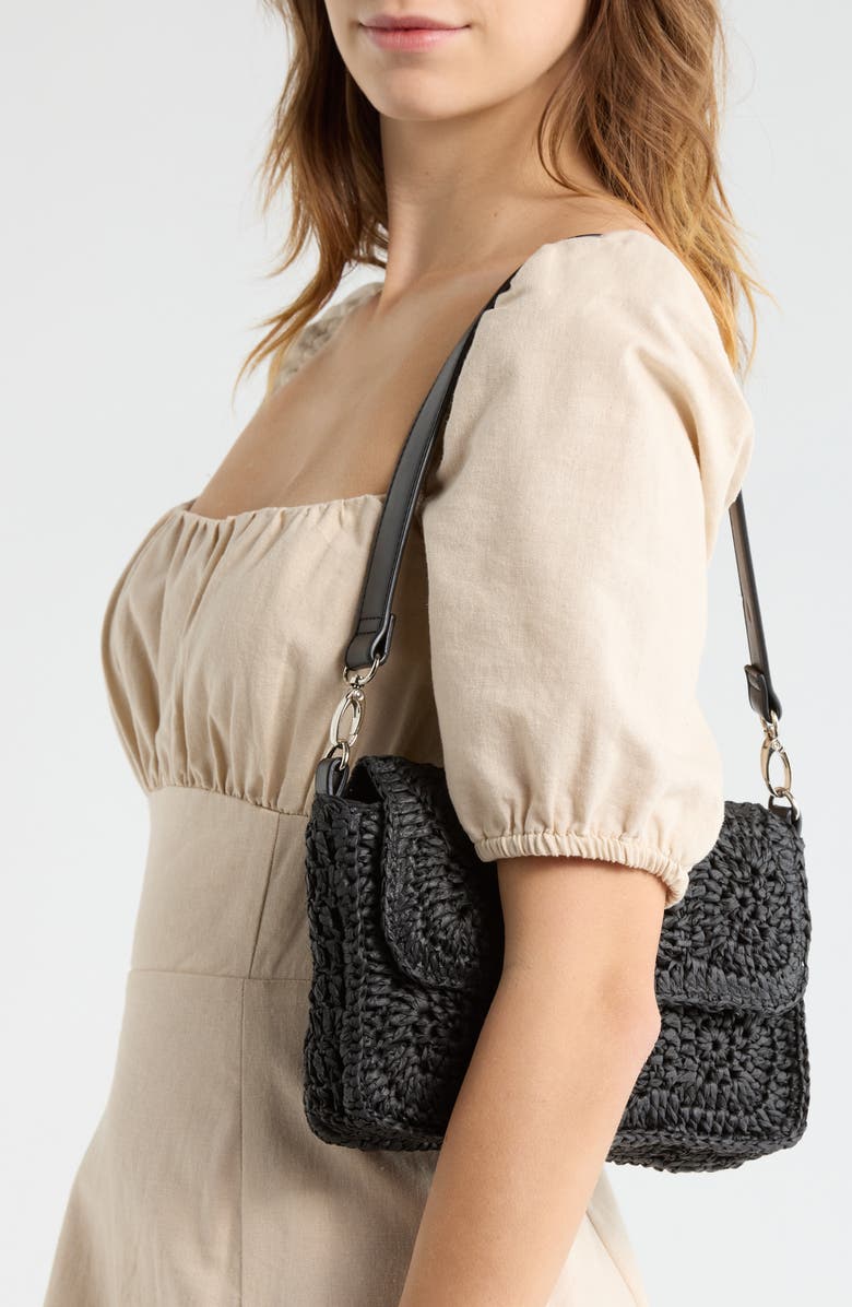 Collection XIIX Crochet Square Shoulder Bag, Alternate, color, Black