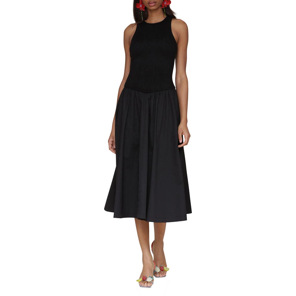 Avec Les Filles Sleeveless Mixed Media Fit & Flare Dress