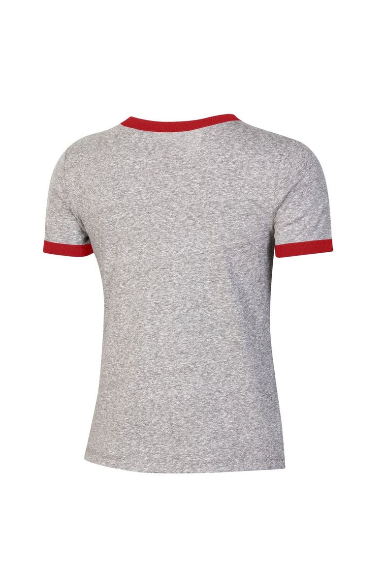 Under Armour Women's Under Armour Heathered Gray Wisconsin Badgers Siro Slub Tri-Blend Ringer T-Shirt, Alternate, color,