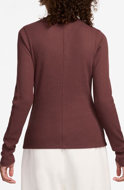 Shop Jordan Waffle Texture Long Sleeve Half Zip Top In Dark Pony/white