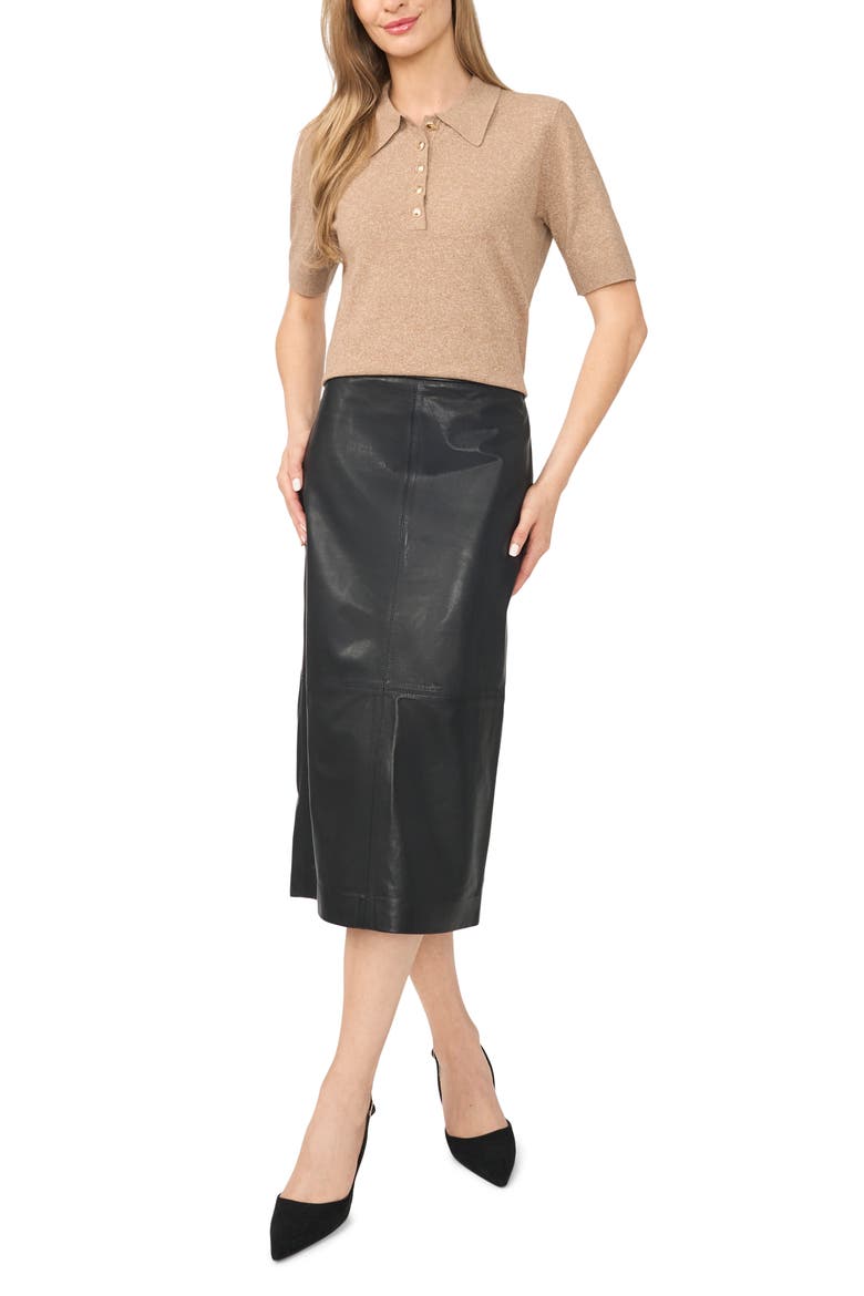 Remy Short Sleeve Button Detail Sweater, Alternate, color, WARM TEA