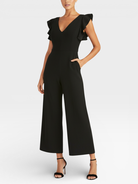 Kate Ruffle Sleeve V-Neck Jumpsuit
