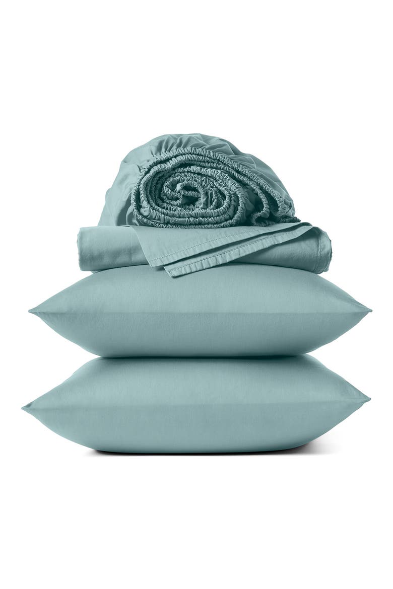 Cloud Soft 320 Thread Count Organic Cotton Sateen Sheet Set, Main, color, PACIFIC BLUE