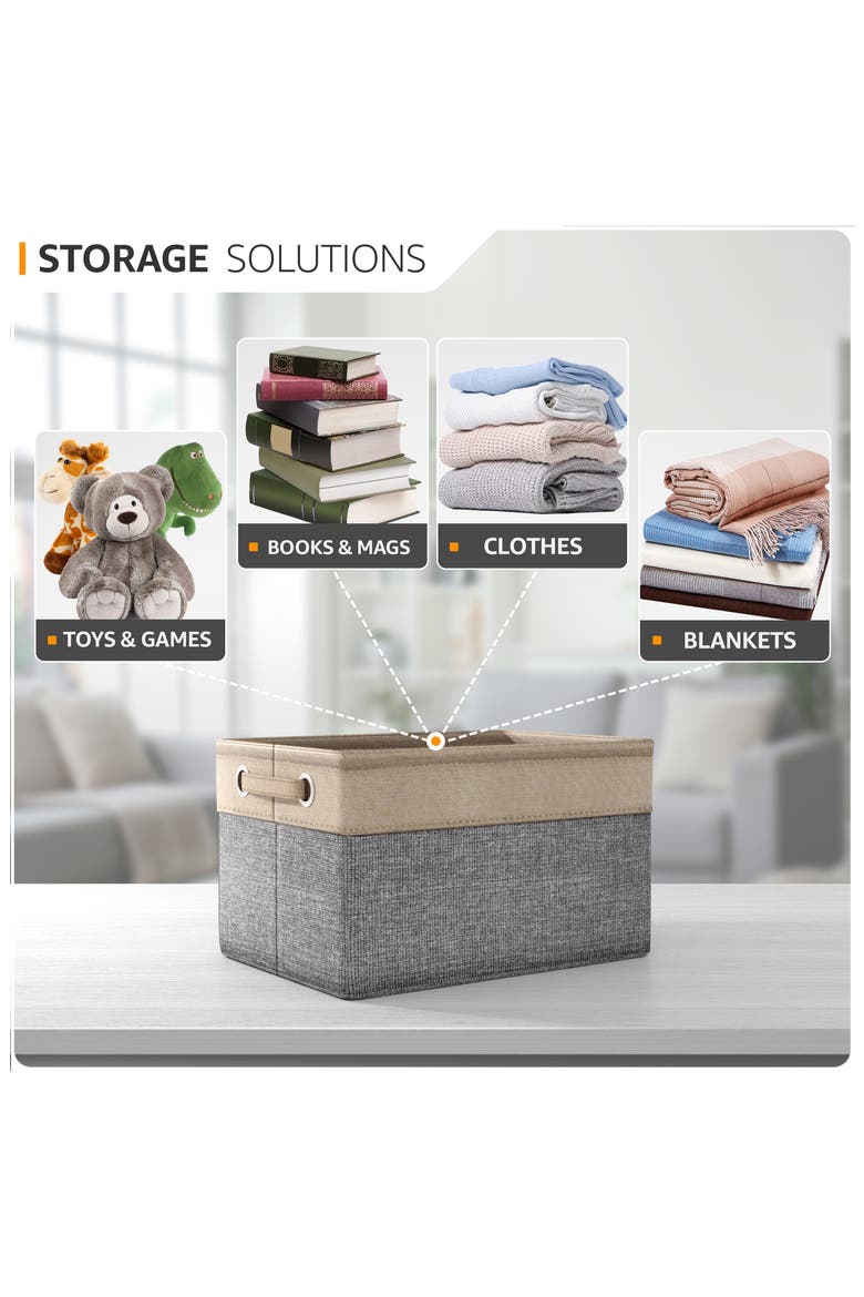 Set of 6 Collapsible Storage Bins, Alternate, color, GRAY