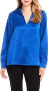 Karen Kane Satin Johnny Collar Popover Shirt